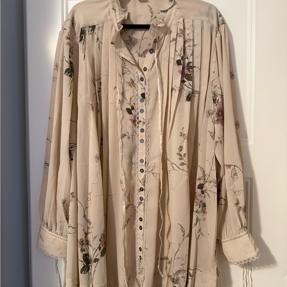 Festi Pleated Ruffle Neck Blouse - Picture 2 of 6